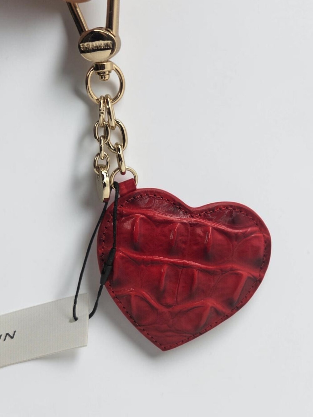 ❤️▪️Brahmin ▪️heart Key Fob Carnation Melbourne Genuine Leather Bag Charm